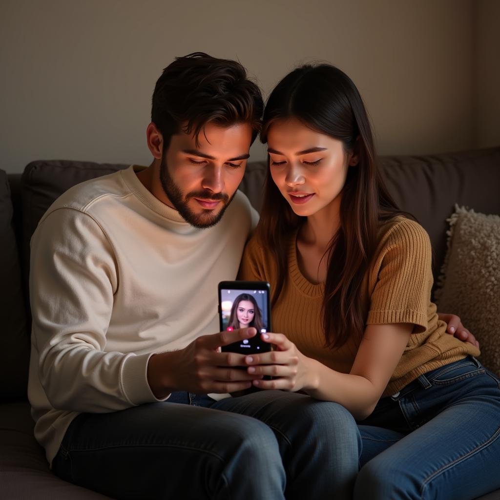 Couple Using Dating App to Explore Modern Romance