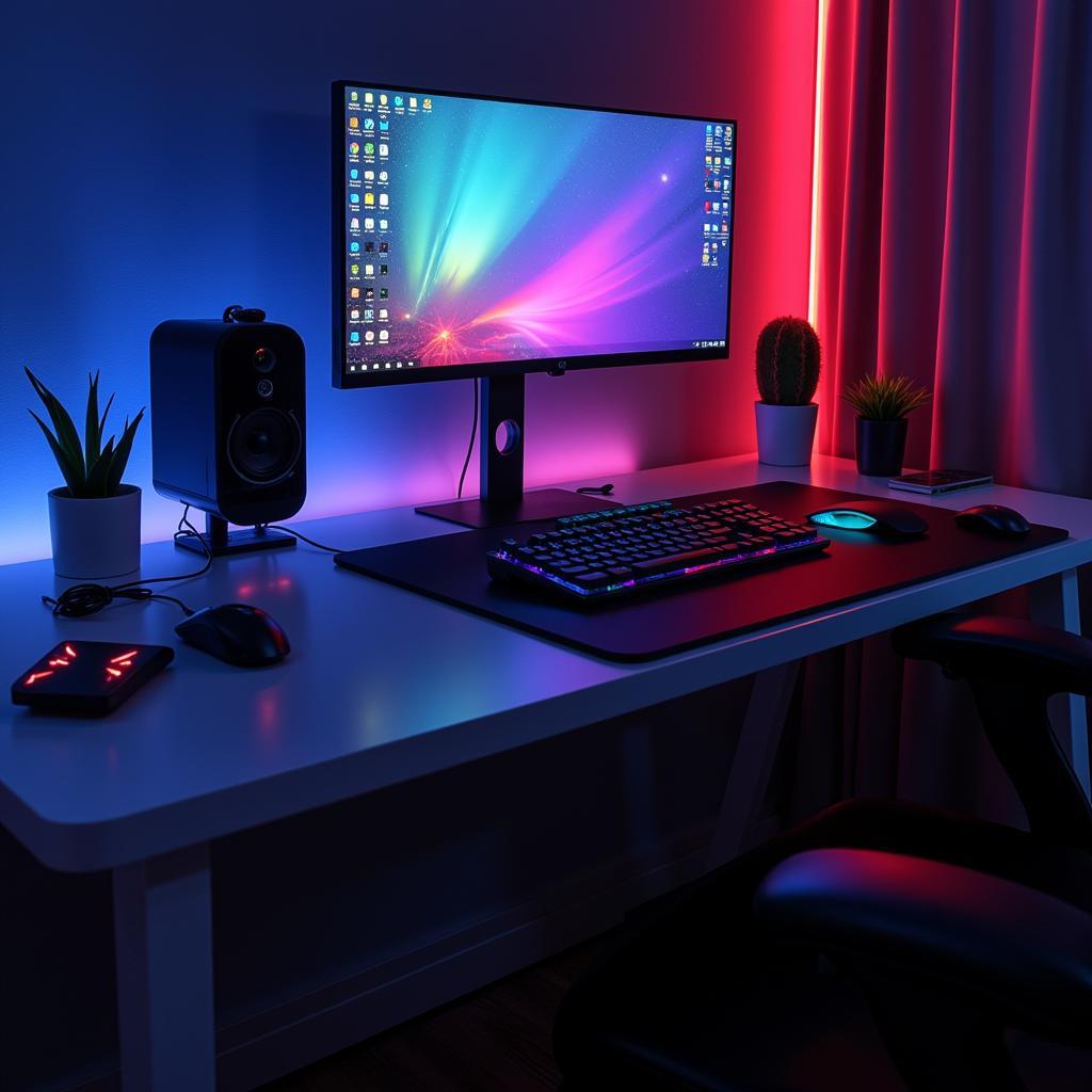 Modern Studio Gaming Desk with RGB Lighting