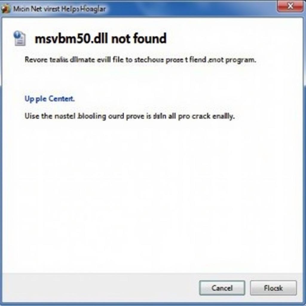 msvbvm50.dll Error Message Screenshot