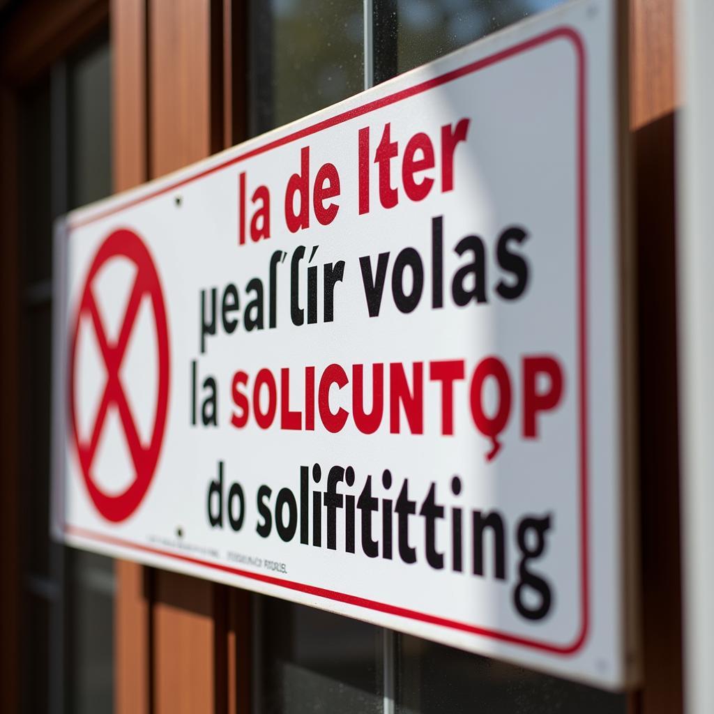 Bilingual No Soliciting Sign