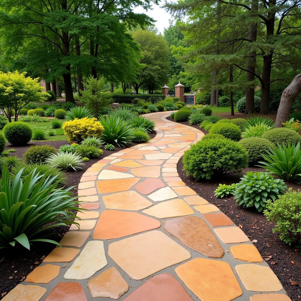 Natural Stone Pathway in a Lush Garden