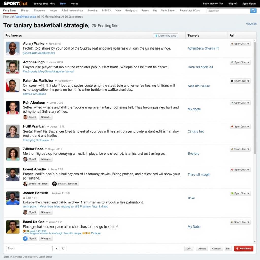 A group of fantasy basketball enthusiasts discussing strategies on a SportChat platform
