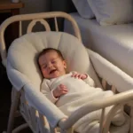 Newborn Baby Sleeping Peacefully in a Bassinet