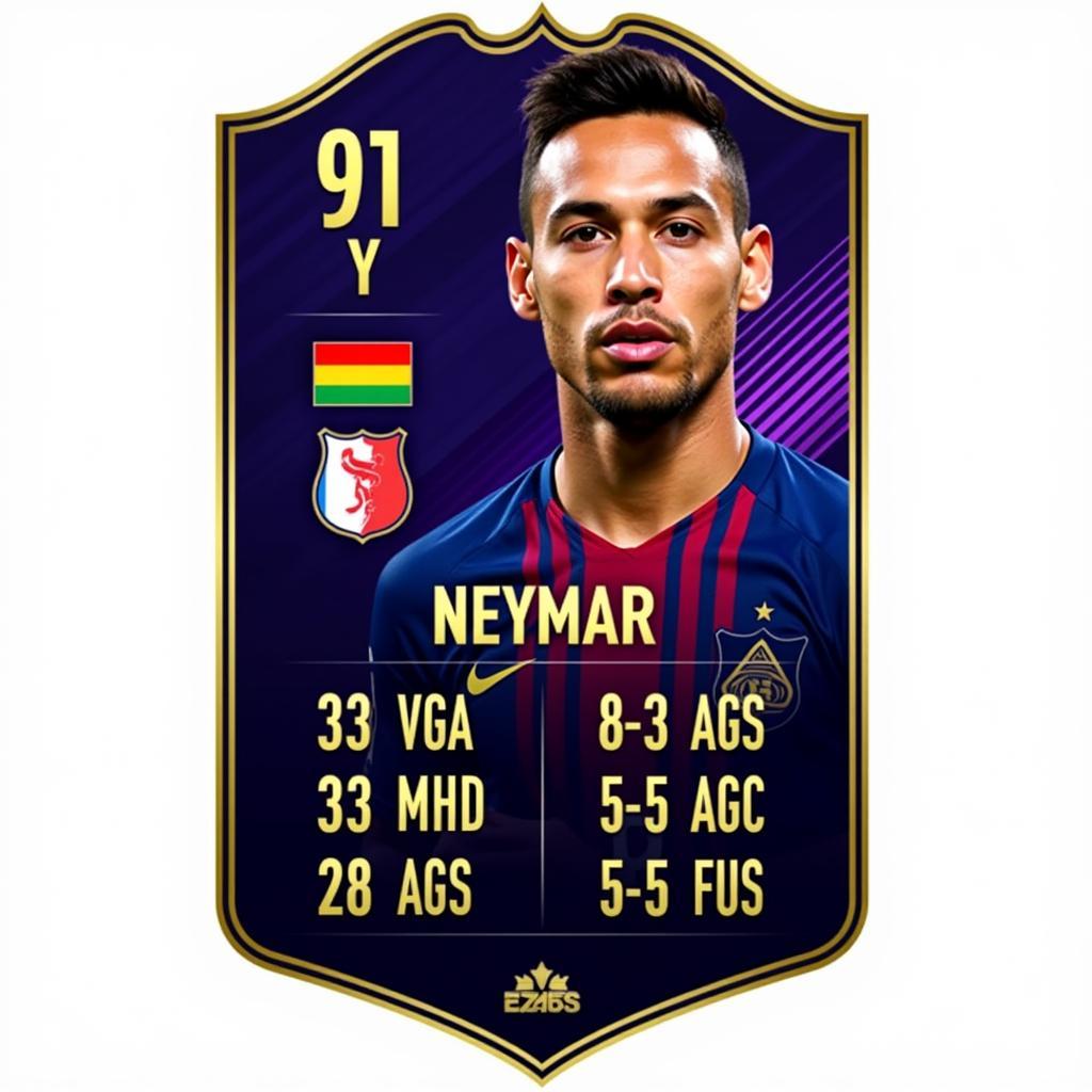 Neymar Jr.'s Ultimate Team card in FIFA 18 showcasing his high rating.