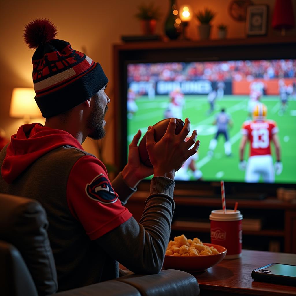 NFL Fan Watching Game