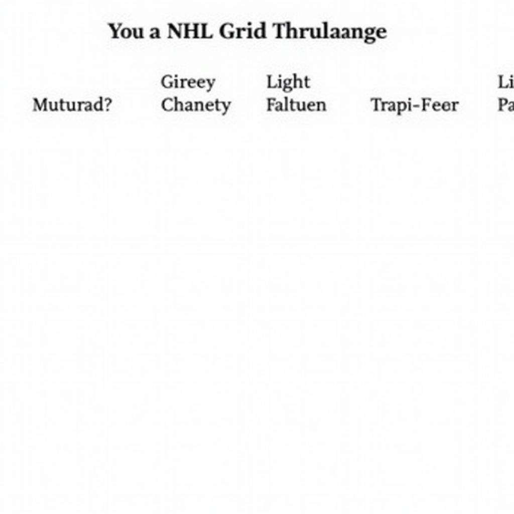 Blank NHL Grid Challenge Template