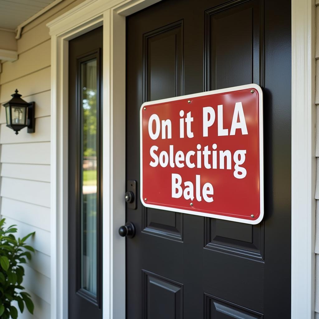 No Soliciting Sign on a Residential Door