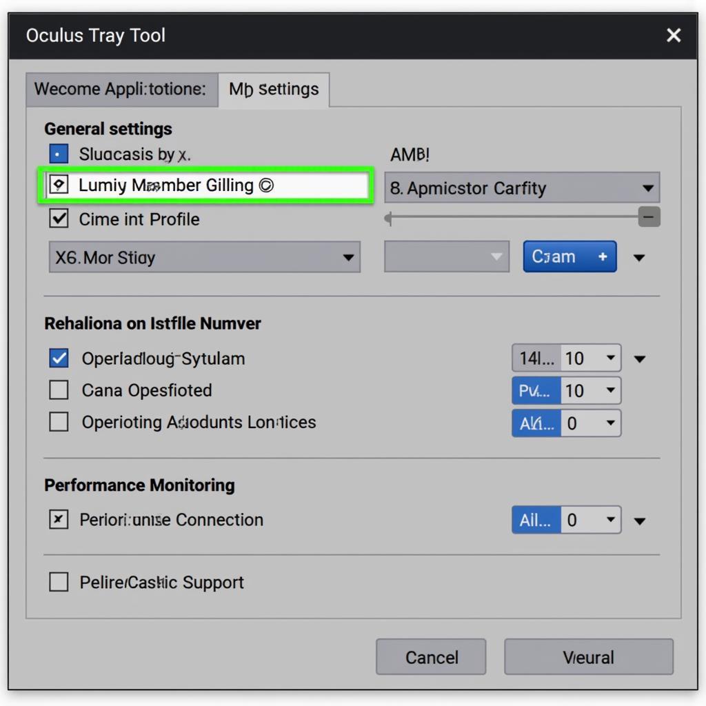 Oculus Tray Tool Interface