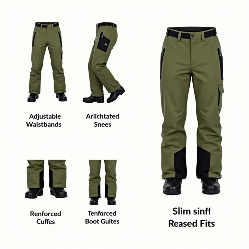 Olive Green Snow Pants Fit and Features