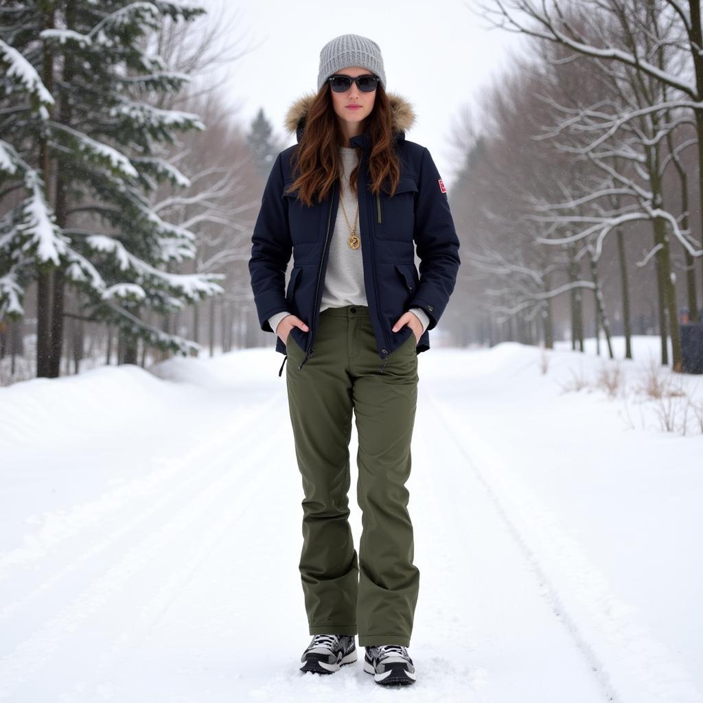 Olive Green Snow Pants Styling and Layering