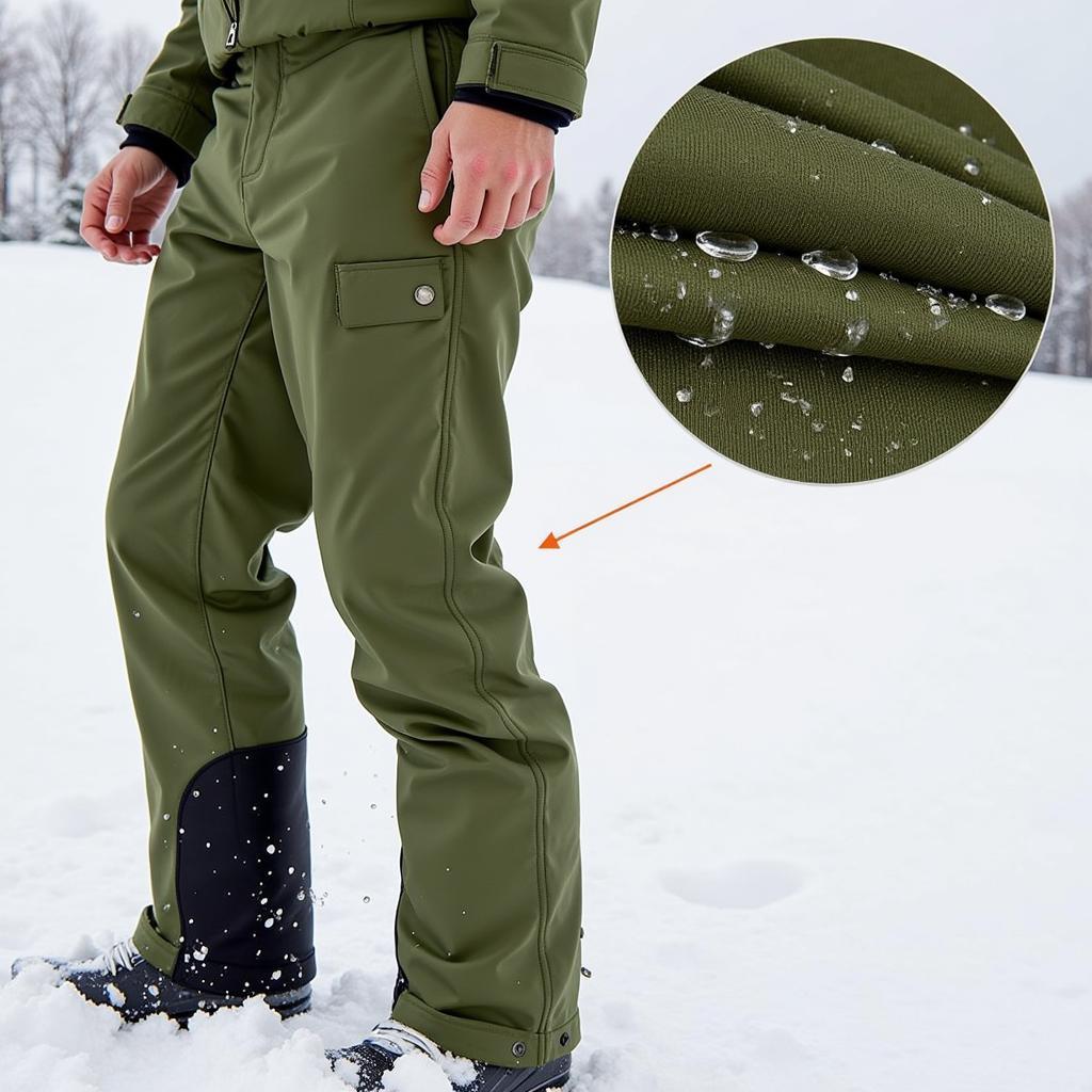 Olive Green Snow Pants Waterproofing and Breathability