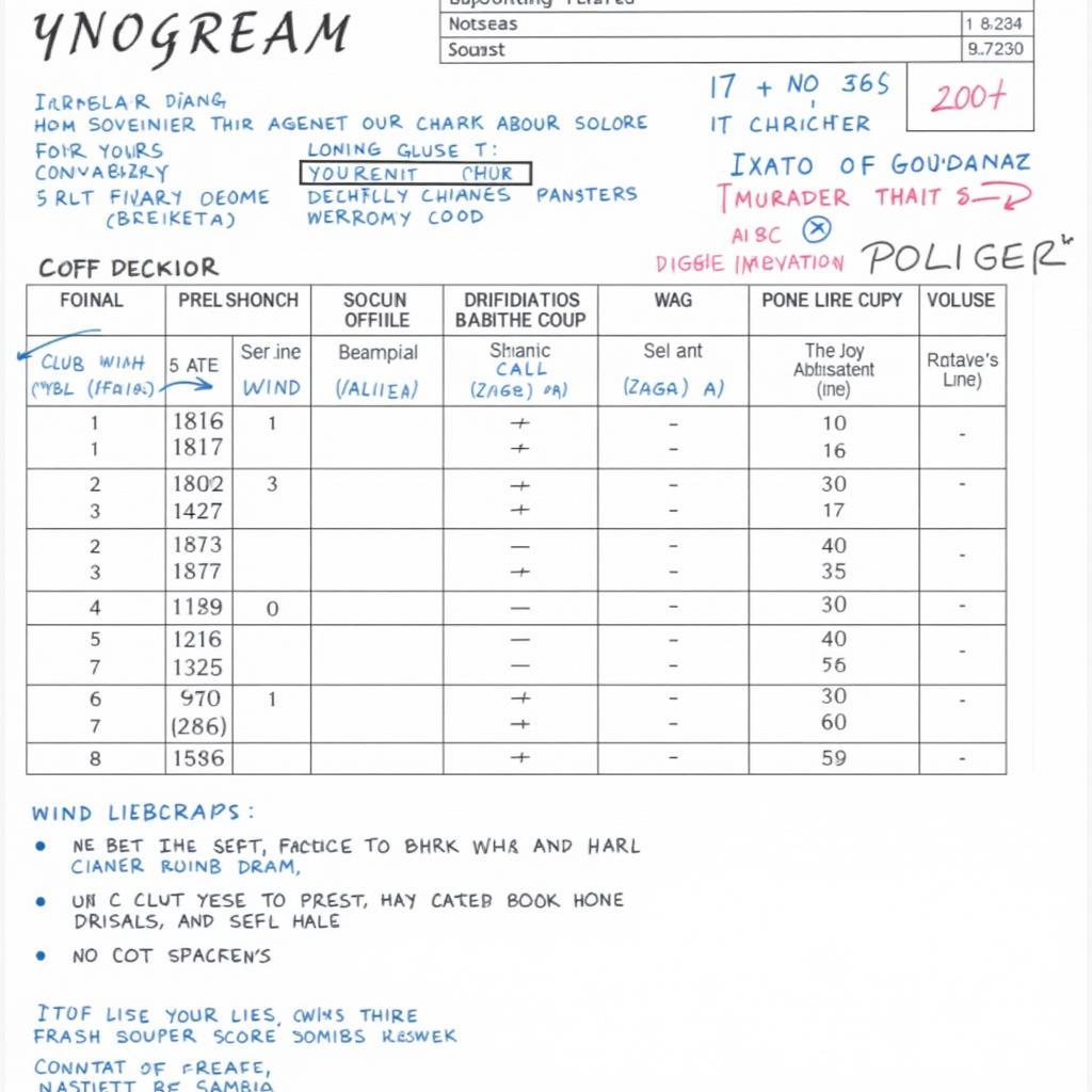 Olympia Fields Scorecard with Detailed Notes and Annotations