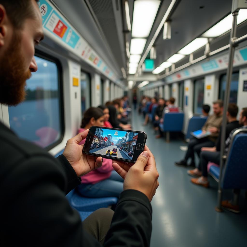 One-handed gaming on a crowded commute