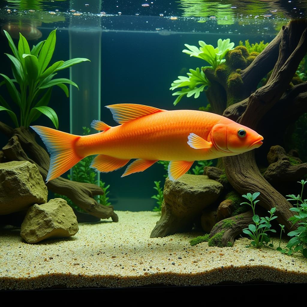 Orange Gar in a Well-Maintained Aquarium