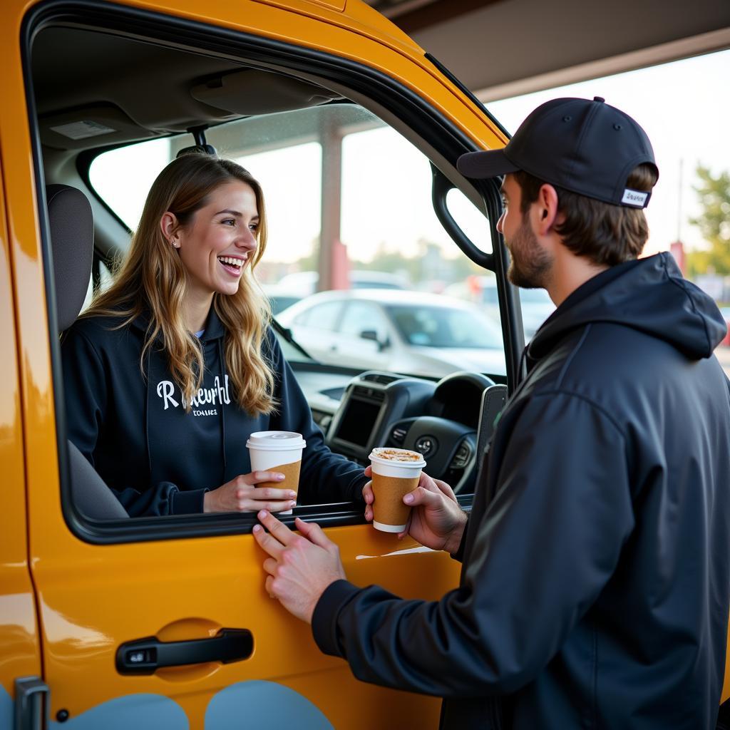 Ordering a Medium Golden Eagle at Dutch Bros