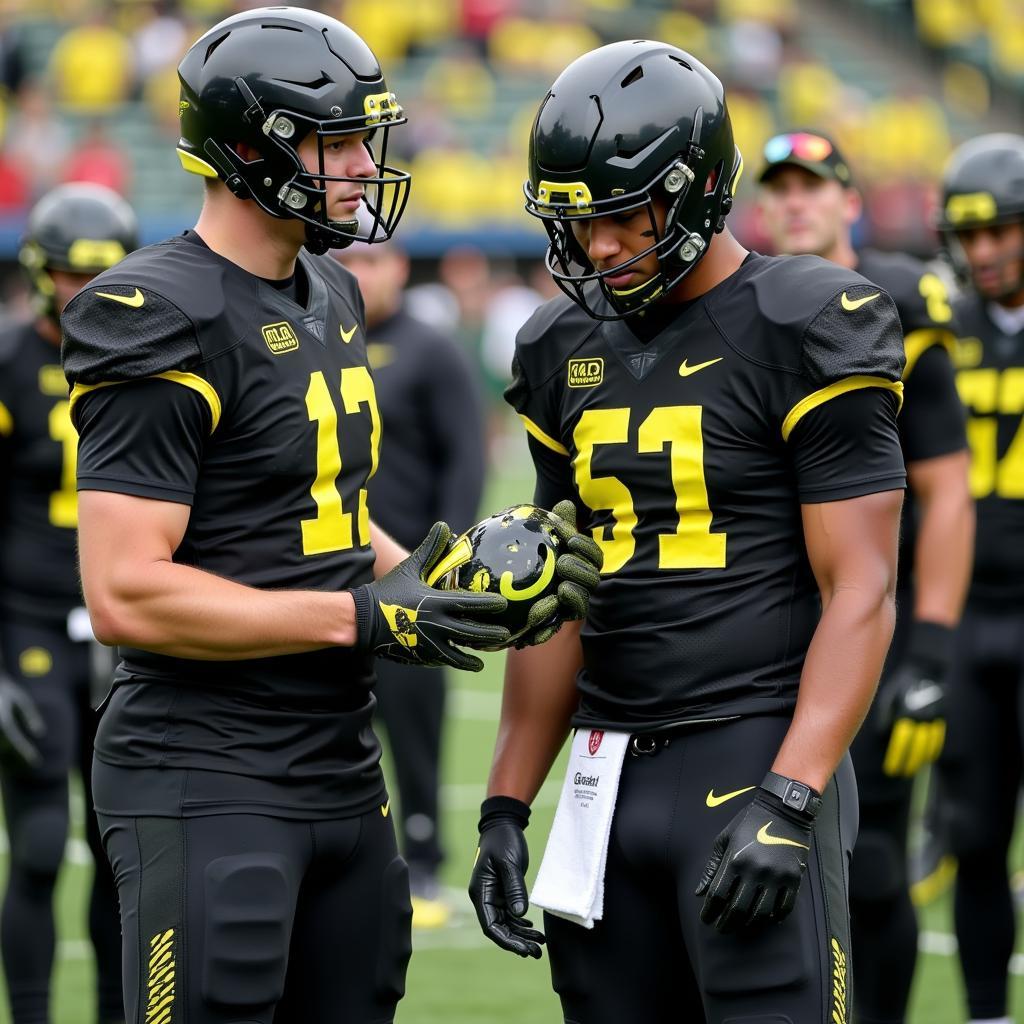 Oregon Ducks Recruits Admiring Black Helmets