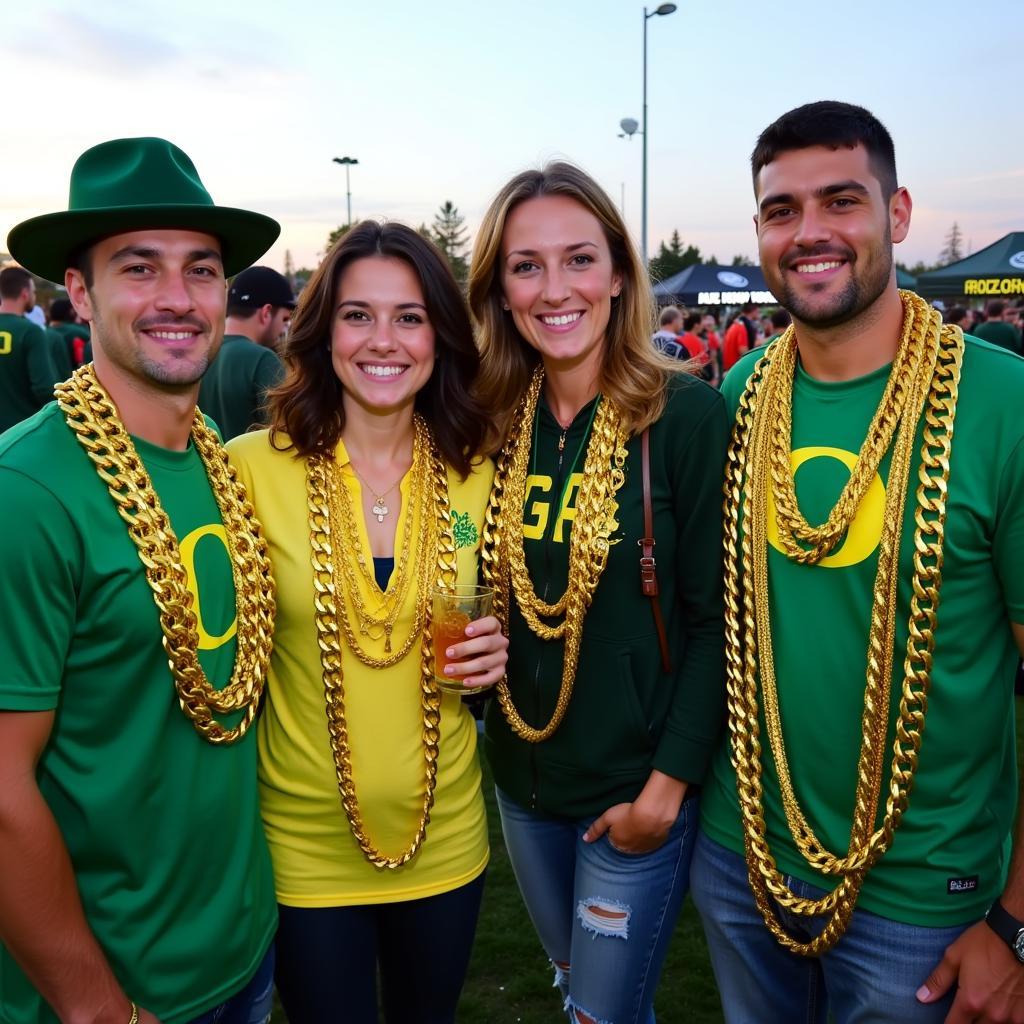 Oregon Football Fans with Replica Chains