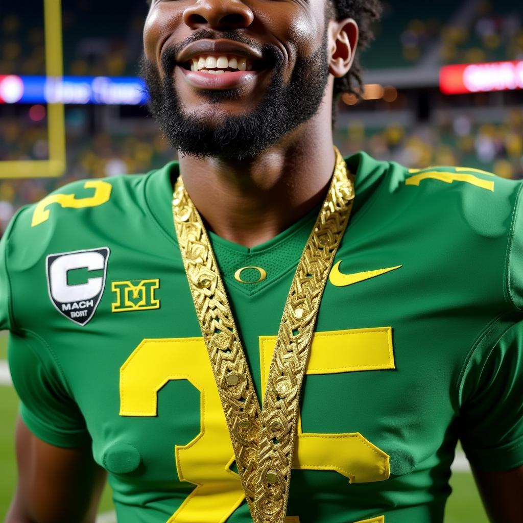 Oregon Football Player Wearing the Chain