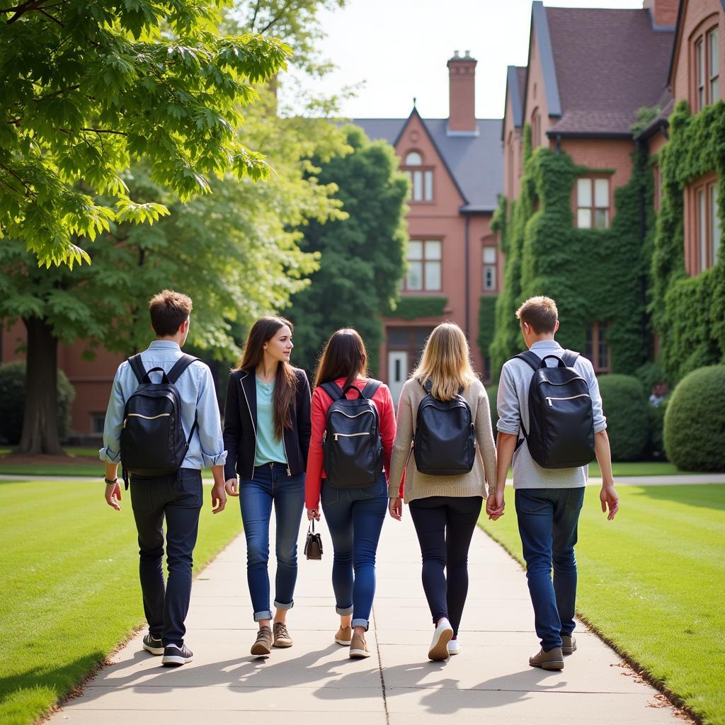 Students touring a campus during Oregon Private College Week