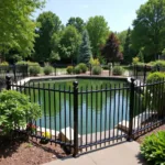 Ornamental Iron Fence Surrounding a Pond