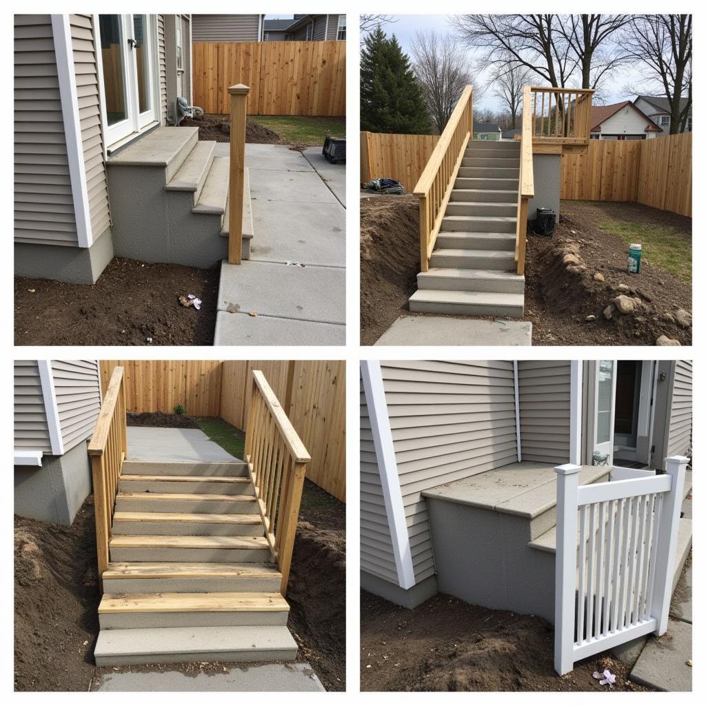 Outdoor Basement Stairwell Construction Process