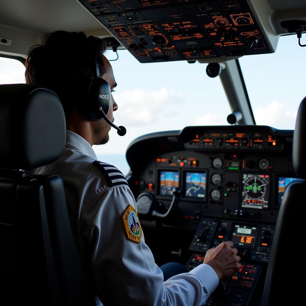 PC-12 Pilot in Cockpit