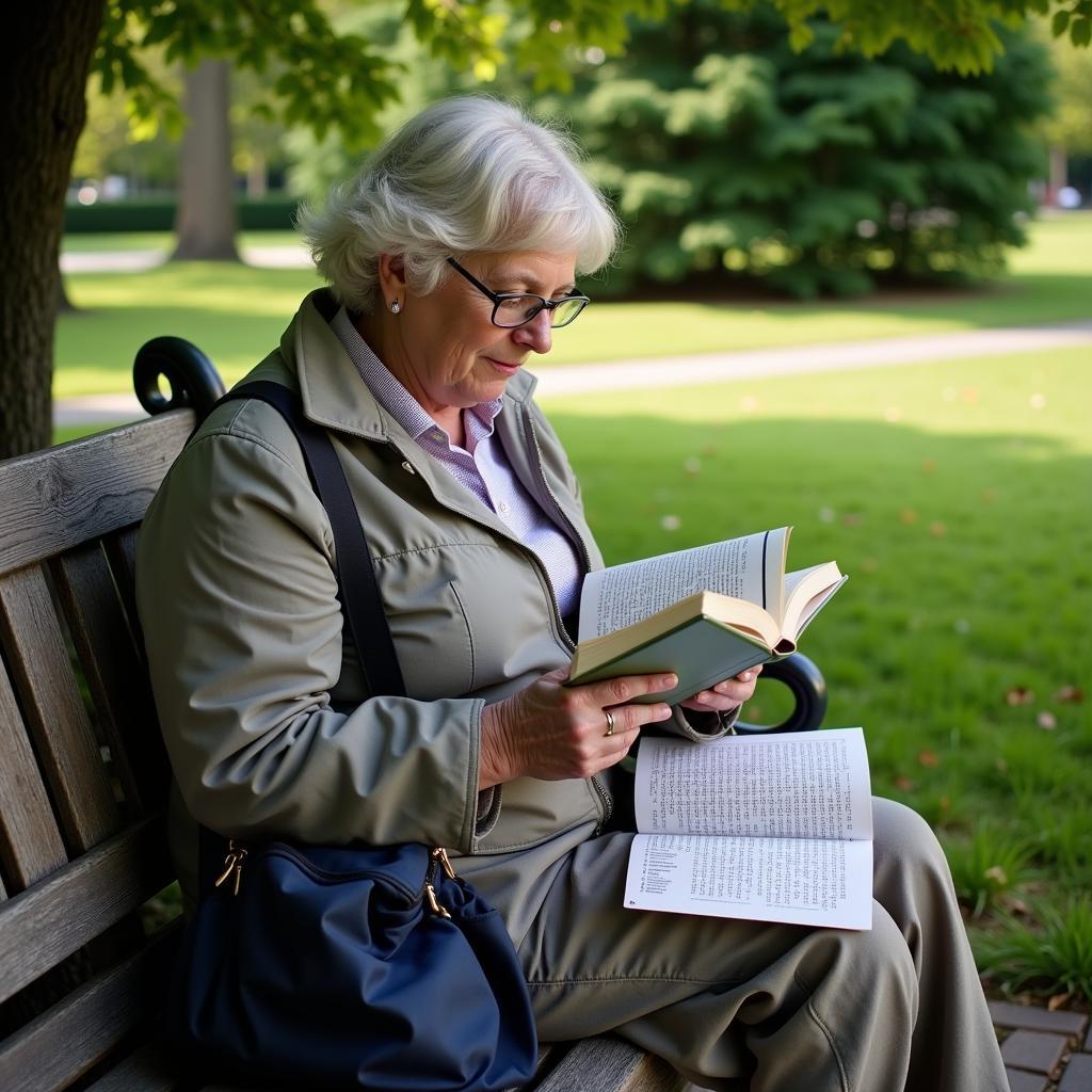 Person Reading a Book in the Park After Solving a Crossword