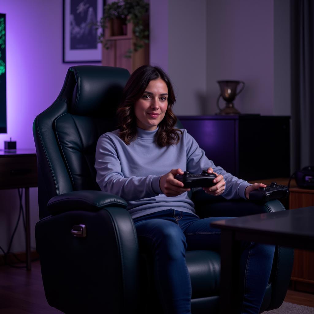 Person Relaxing and Playing Video Games