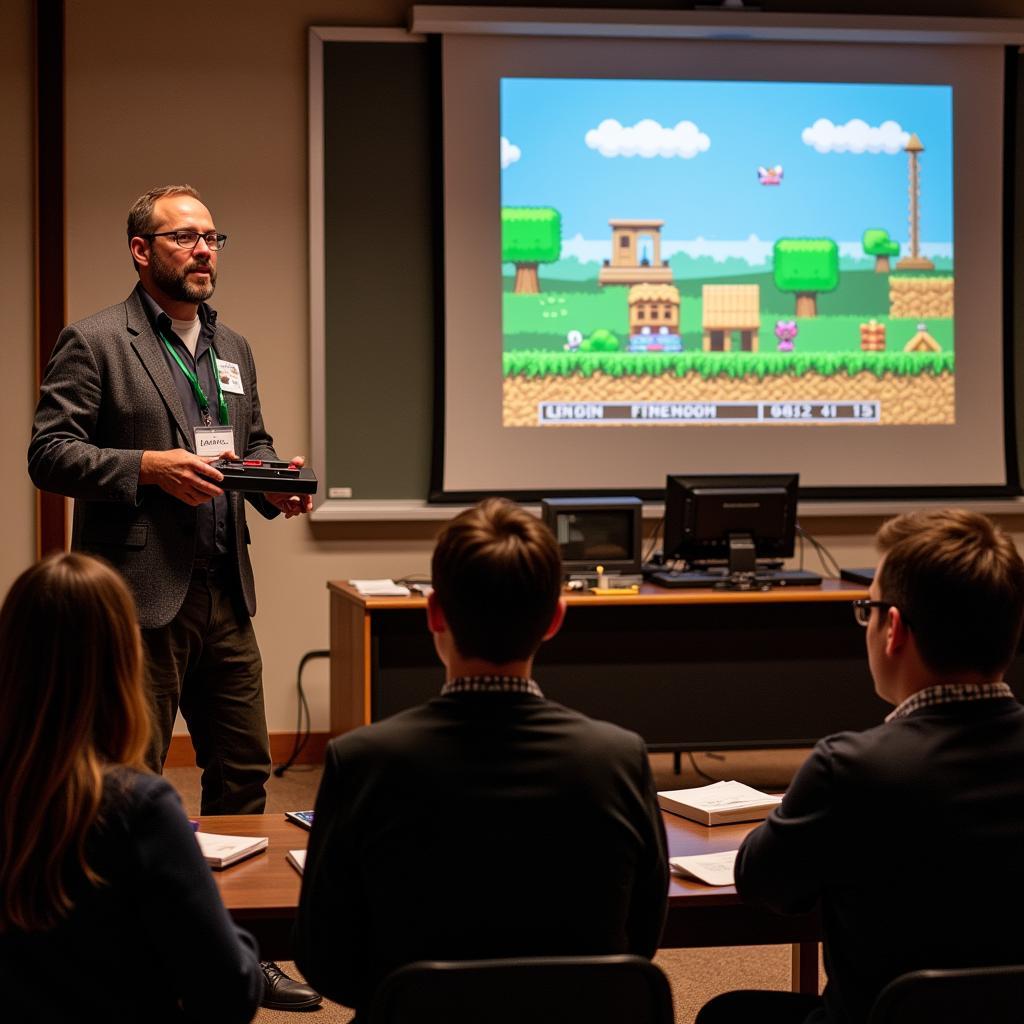 Peter Richards Columbus presenting on retro game preservation