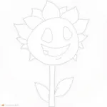 Cheerful Sunflower Plants vs. Zombies Coloring Sheet