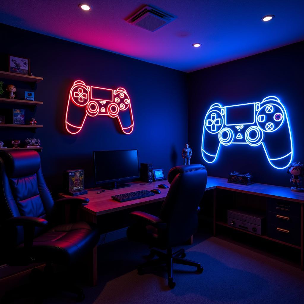 PlayStation Neon Signs in a Gaming Room