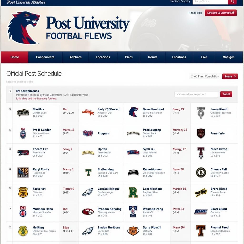 Post University Football Schedule Website