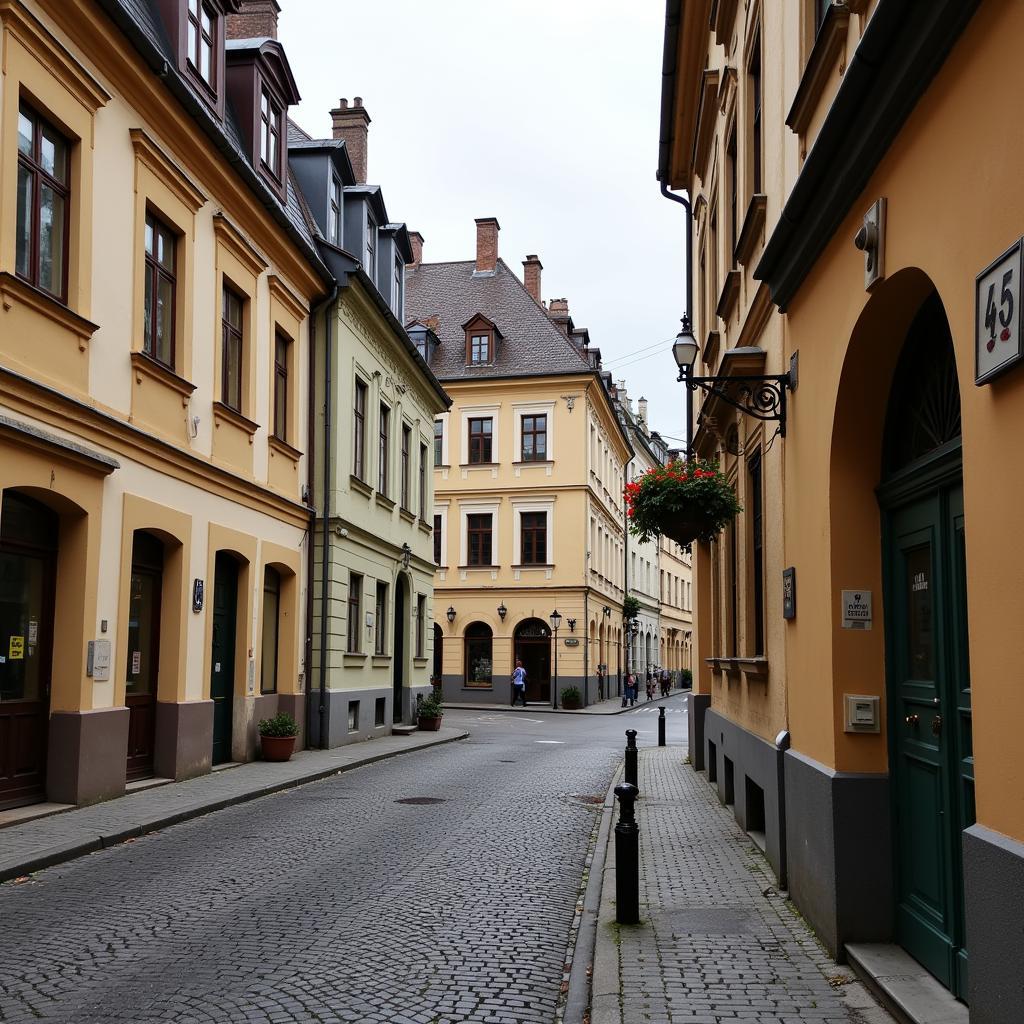 Prague Street Scene with Number 45