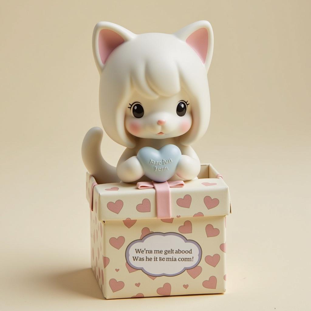 A precious moments cat figurine in a gift box