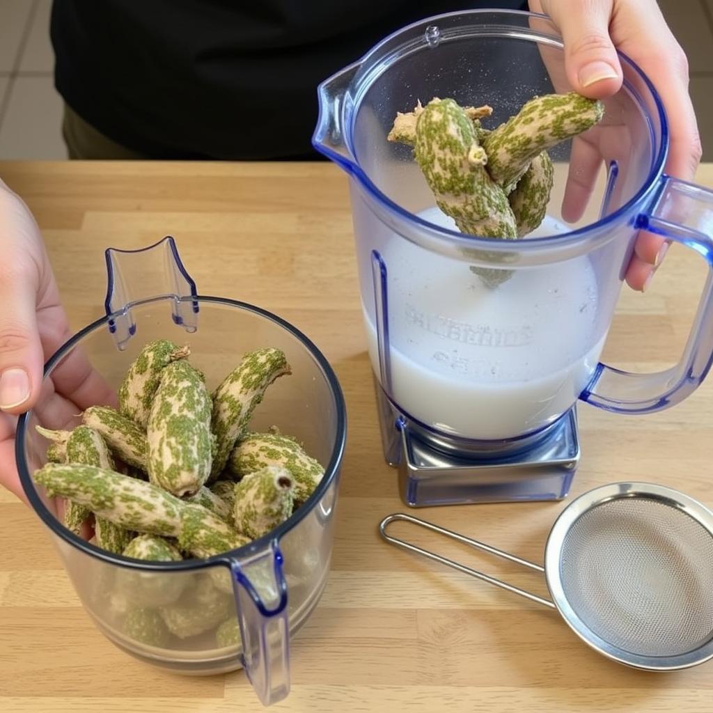 Preparing kava using a blender