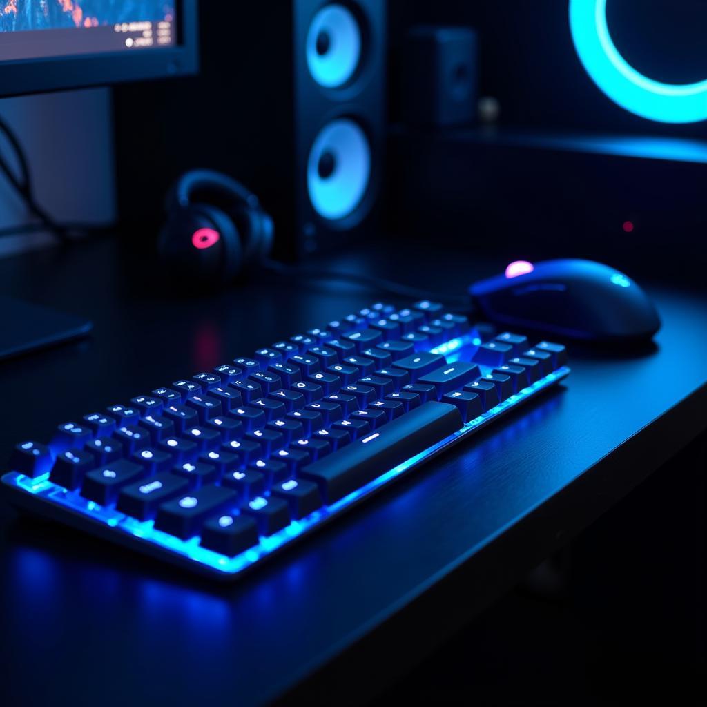 Pristine Blue Gaming Peripherals: Keyboard, Mouse, and Headset