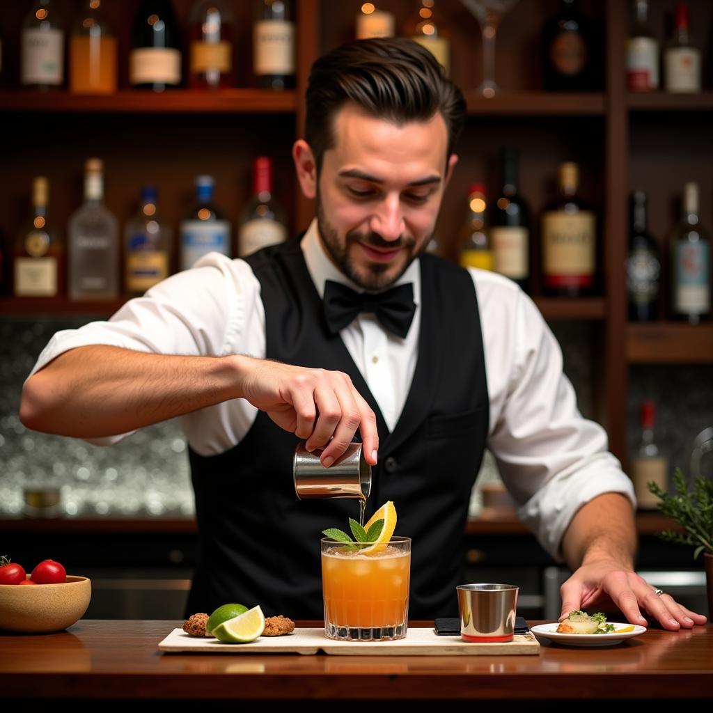 Professional Mixologist Crafting Cocktails