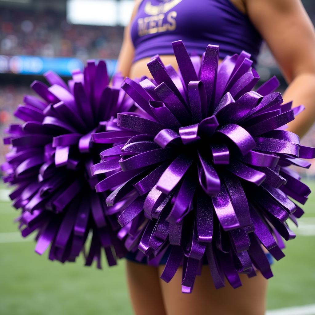 Metallic Purple Cheerleading Pom Poms for Competition