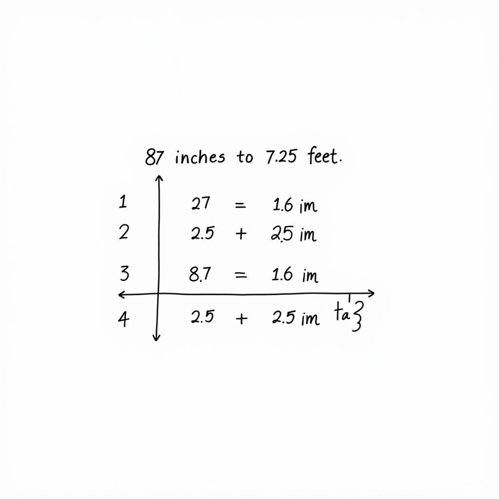 Chart for quick conversion between inches and feet