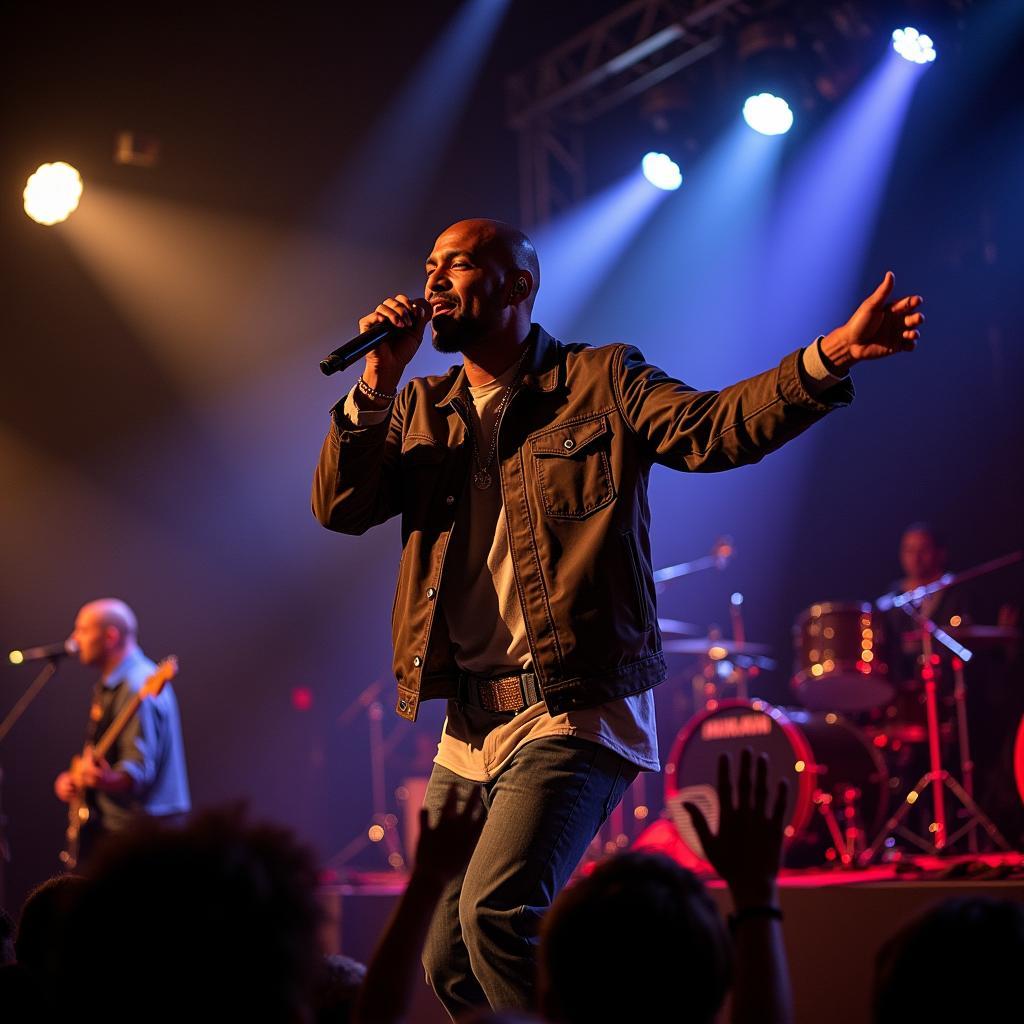 Rakim performing on stage