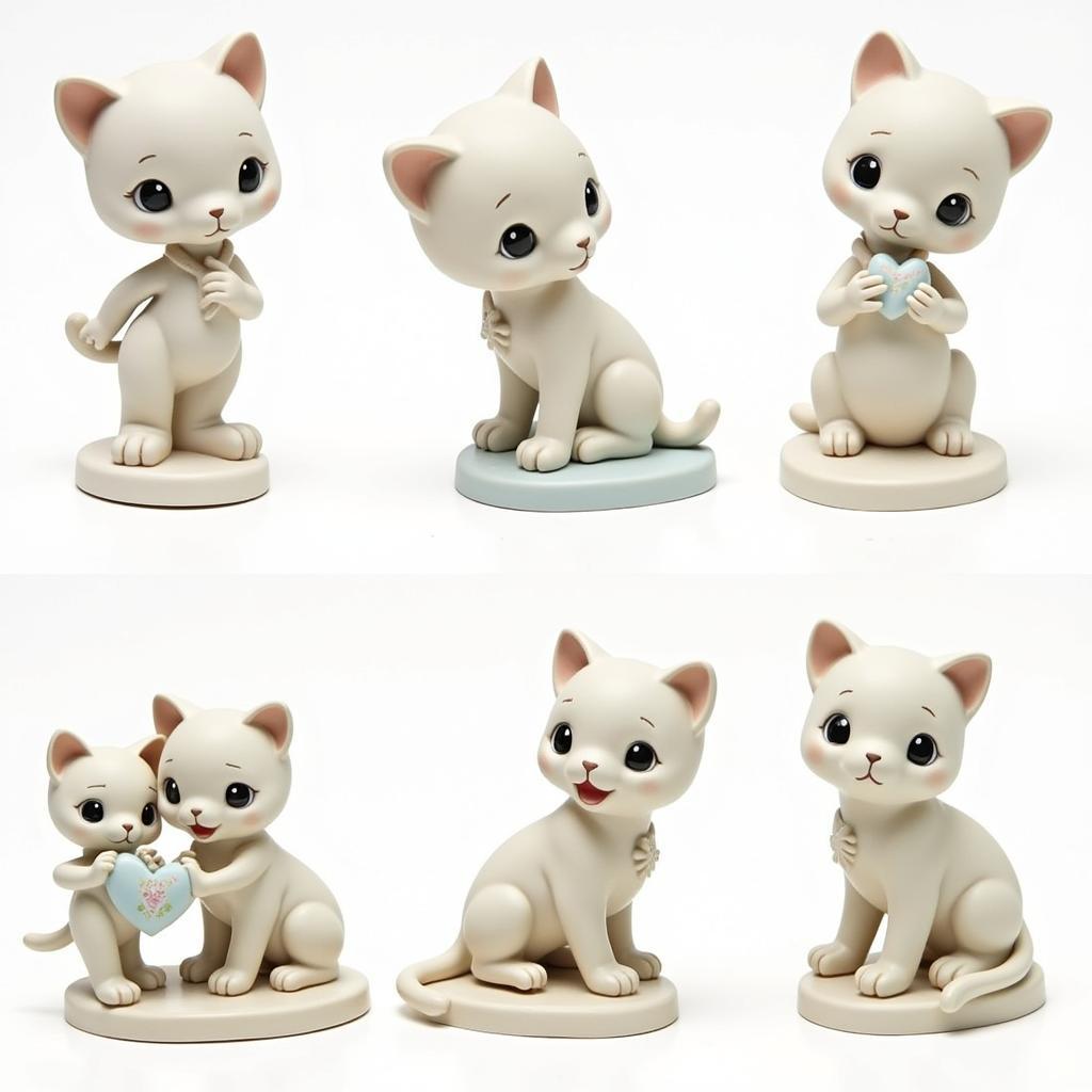 Rare and discontinued Precious Moments cat figurines.