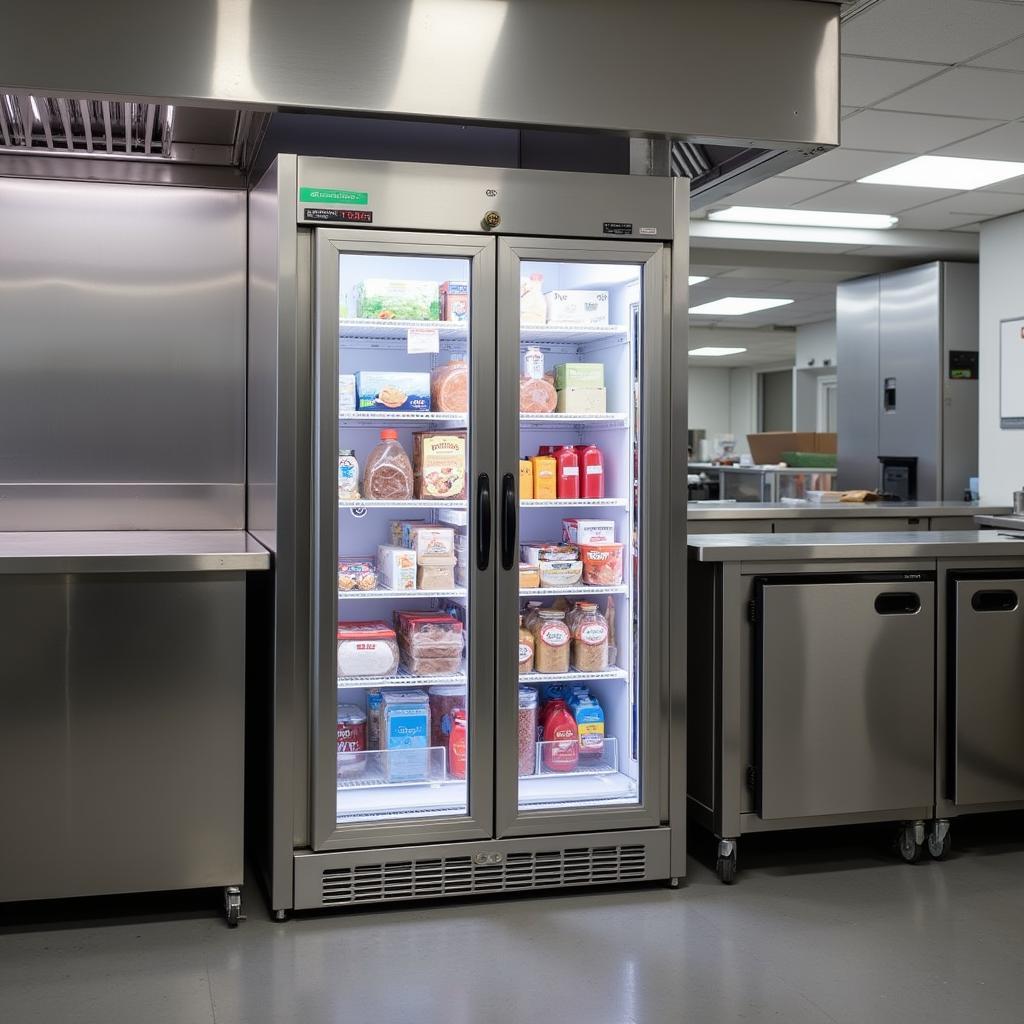 Commercial Reach-in Freezer in a Busy Kitchen