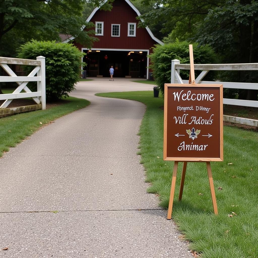 Example of rehearsal dinner sign placement at venue entrance