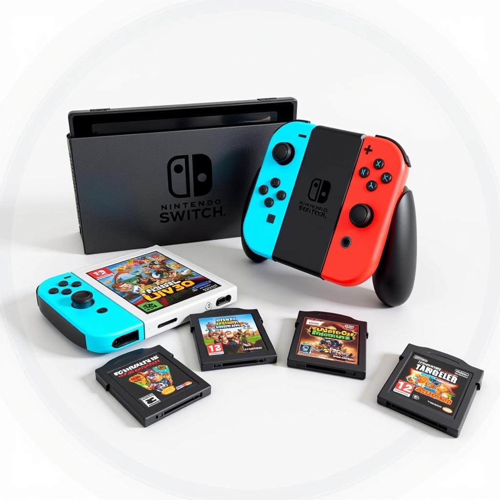 Renting a Nintendo Switch console with controllers and games.