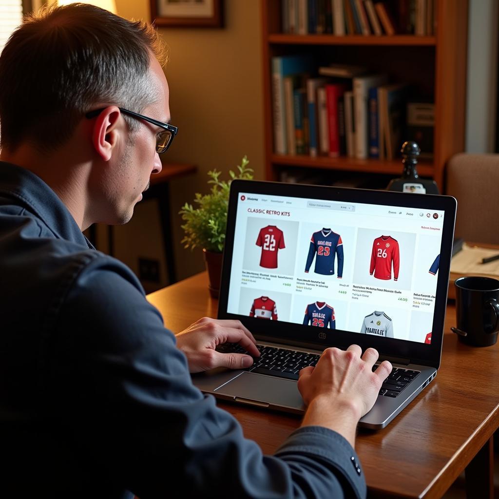 Retro Kit Collector Browsing an Online Marketplace