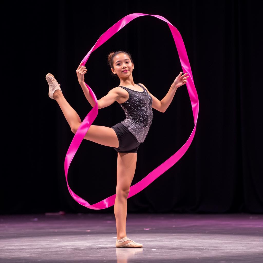 Rhythmic gymnast performing with a ribbon