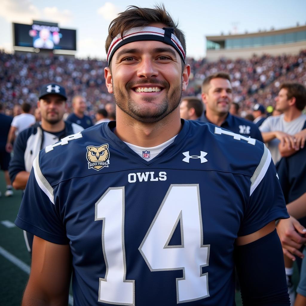 Rice Owls Fan Wearing Jersey at Game