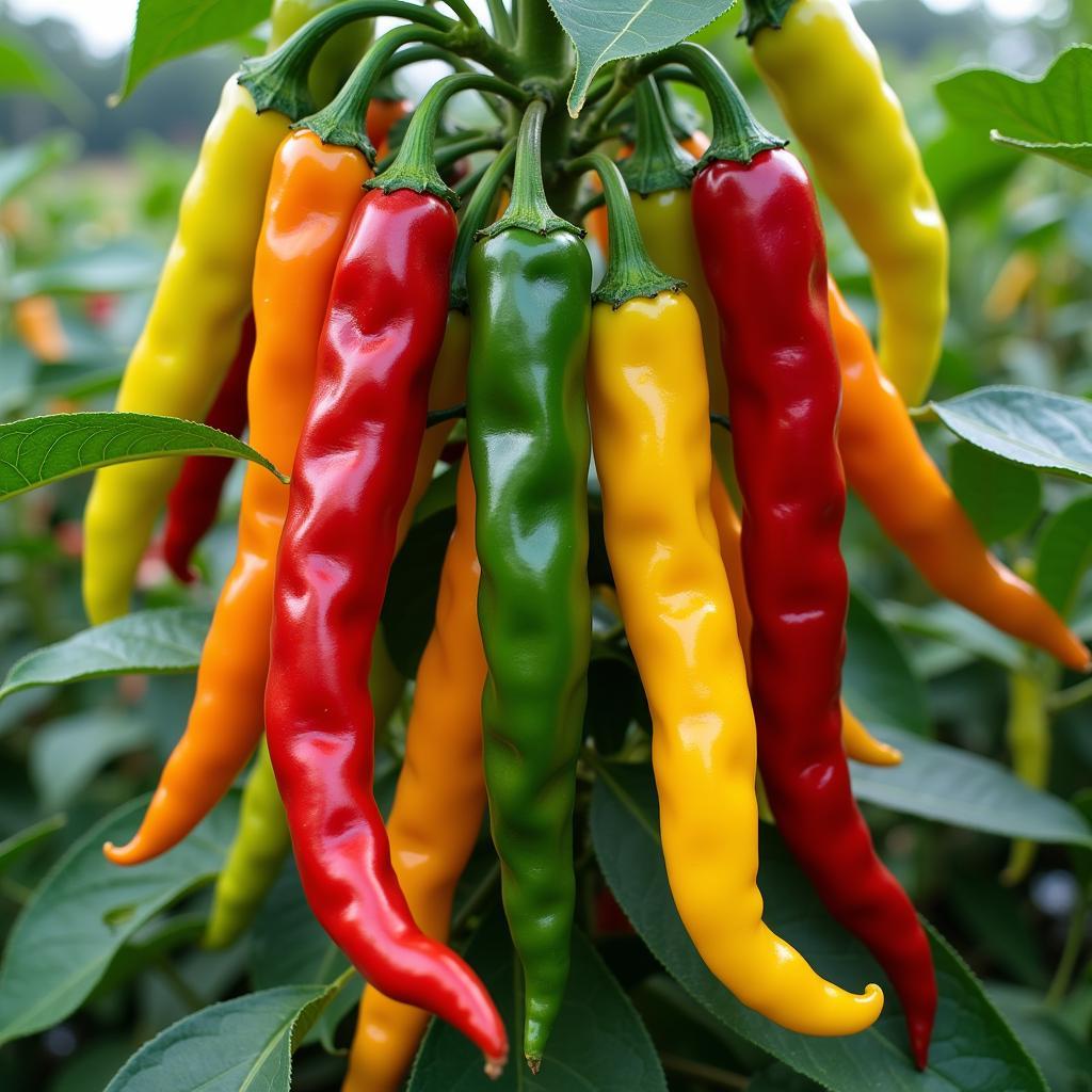 Ripe X Peppers on Plant Ready for Harvest