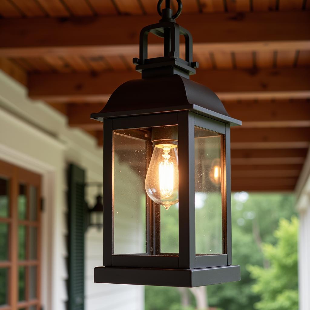 Rustic porch ceiling light, lantern style