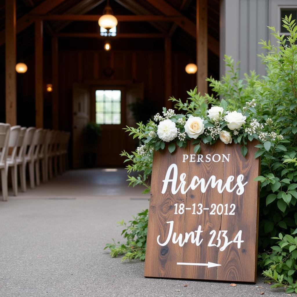 Rustic Wedding Date Sign with Floral Decorations